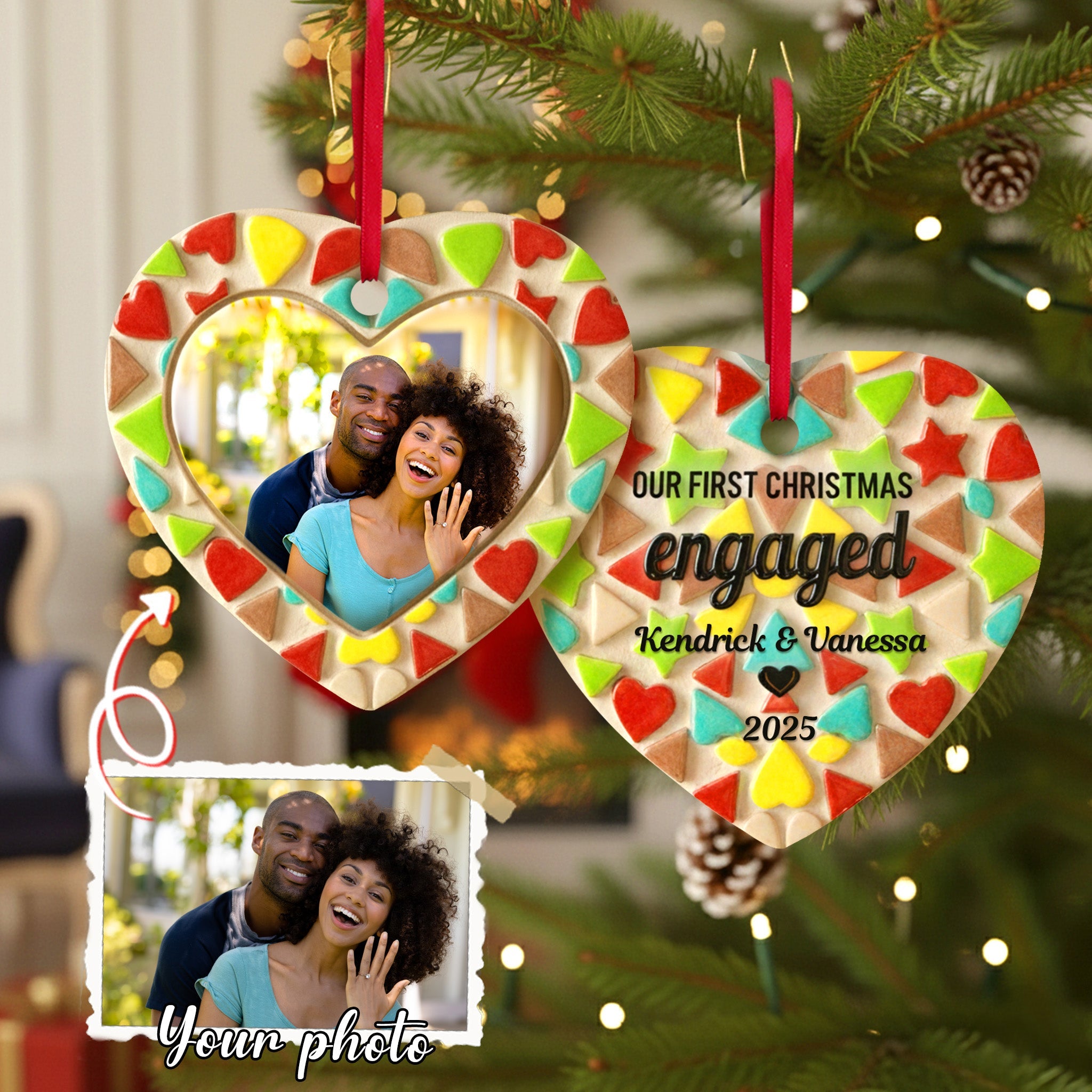 Celebrate Your Love: Our First Christmas Engaged Ornament - Personalized Gifts for Couples Ornament MagicInPrints