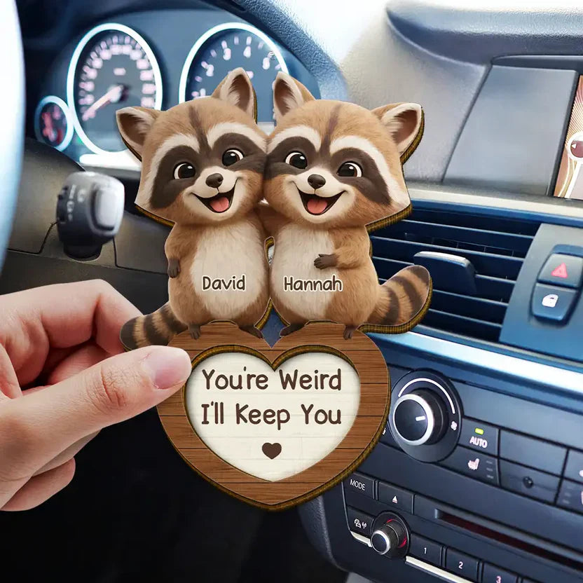 Personalized Raccoon Car Hanging Ornament for Couples - Funny Love Gift Car Hanger MagicInPrints