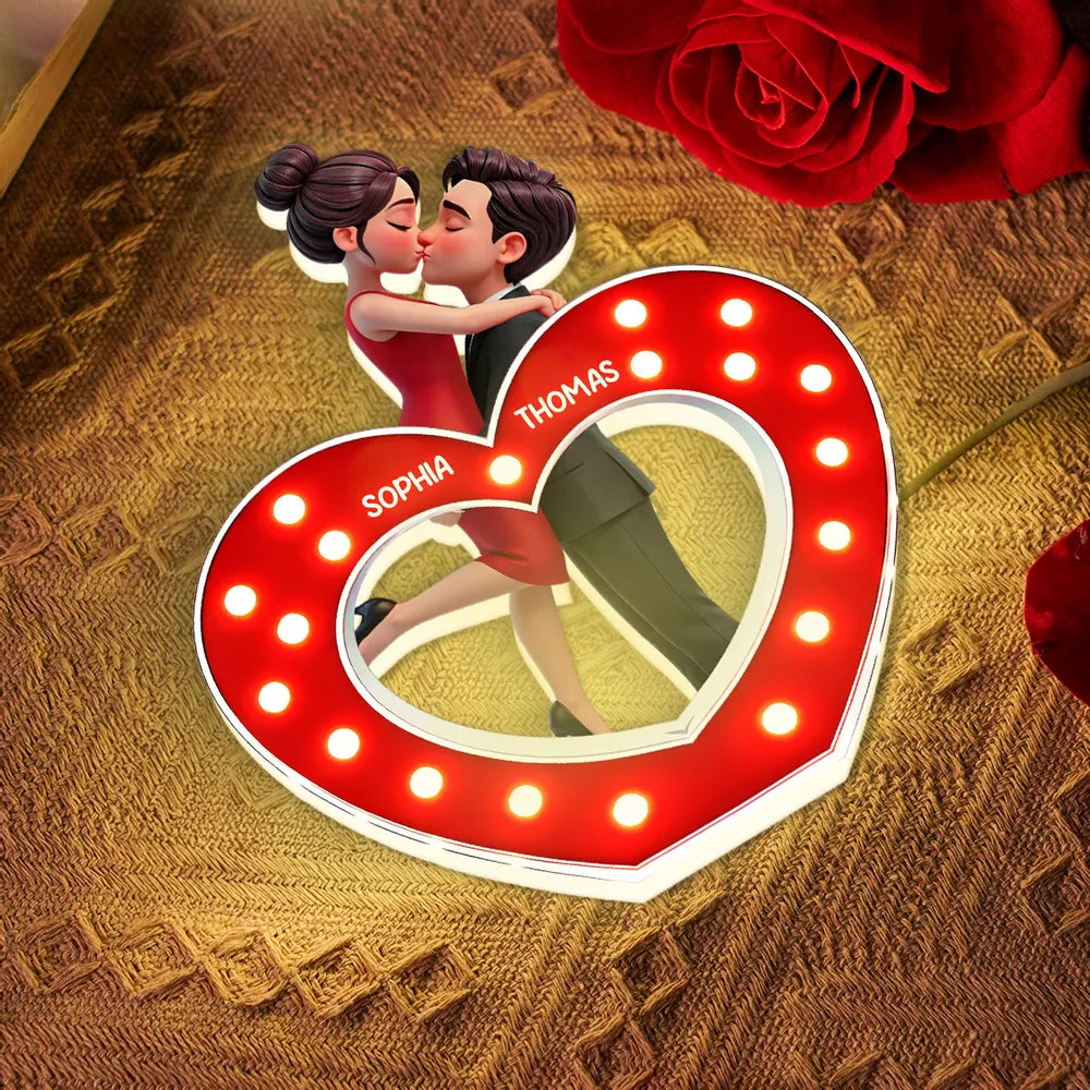 Personalized Heart-Shaped LED Lamp for Couples - Romantic Gift Plaque MagicInPrints