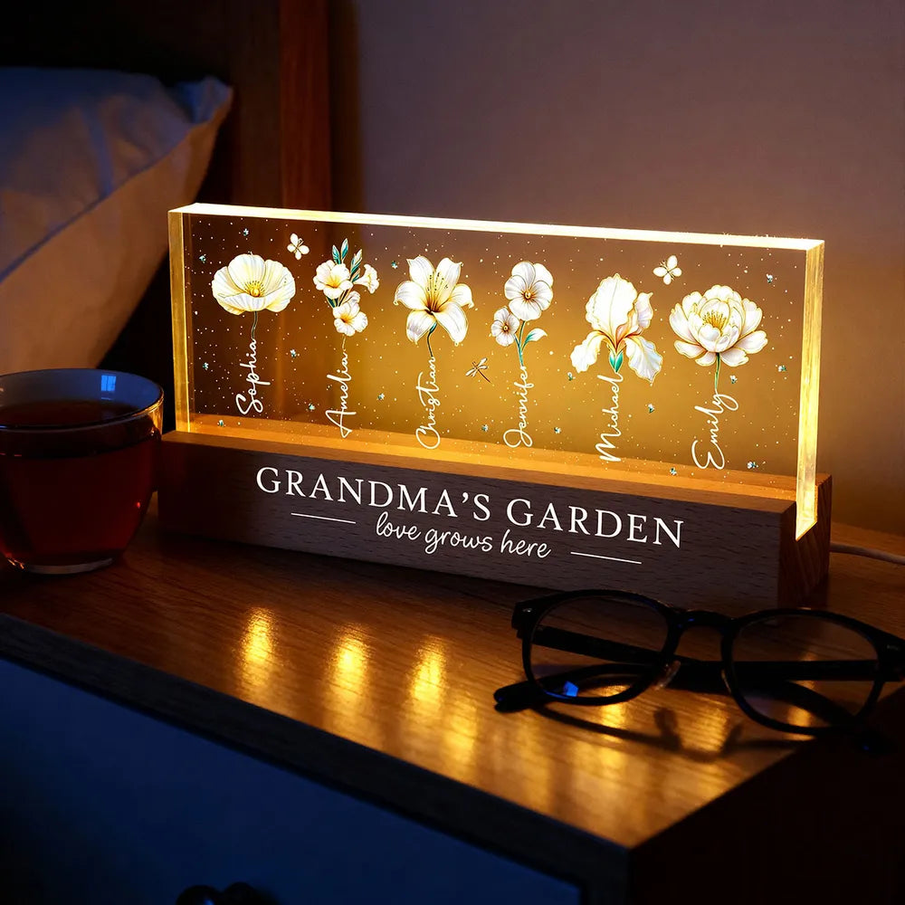 Personalized Acrylic Flower Block for Grandma - Custom Names Gift Plaque MagicInPrints