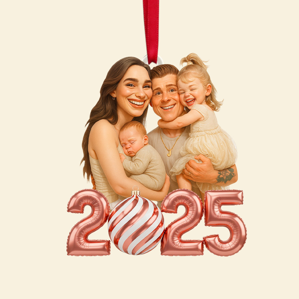 "Cherish the Memories" - Custom Caricature Photo Christmas Ornament - Personalized Gift for Families Ornament MagicInPrints