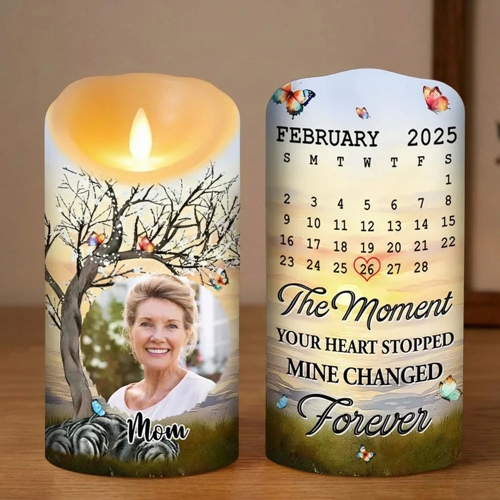 Personalized Memorial Candle for Mom with Photo and Date - Sentimental Keepsake Lamp MagicInPrints