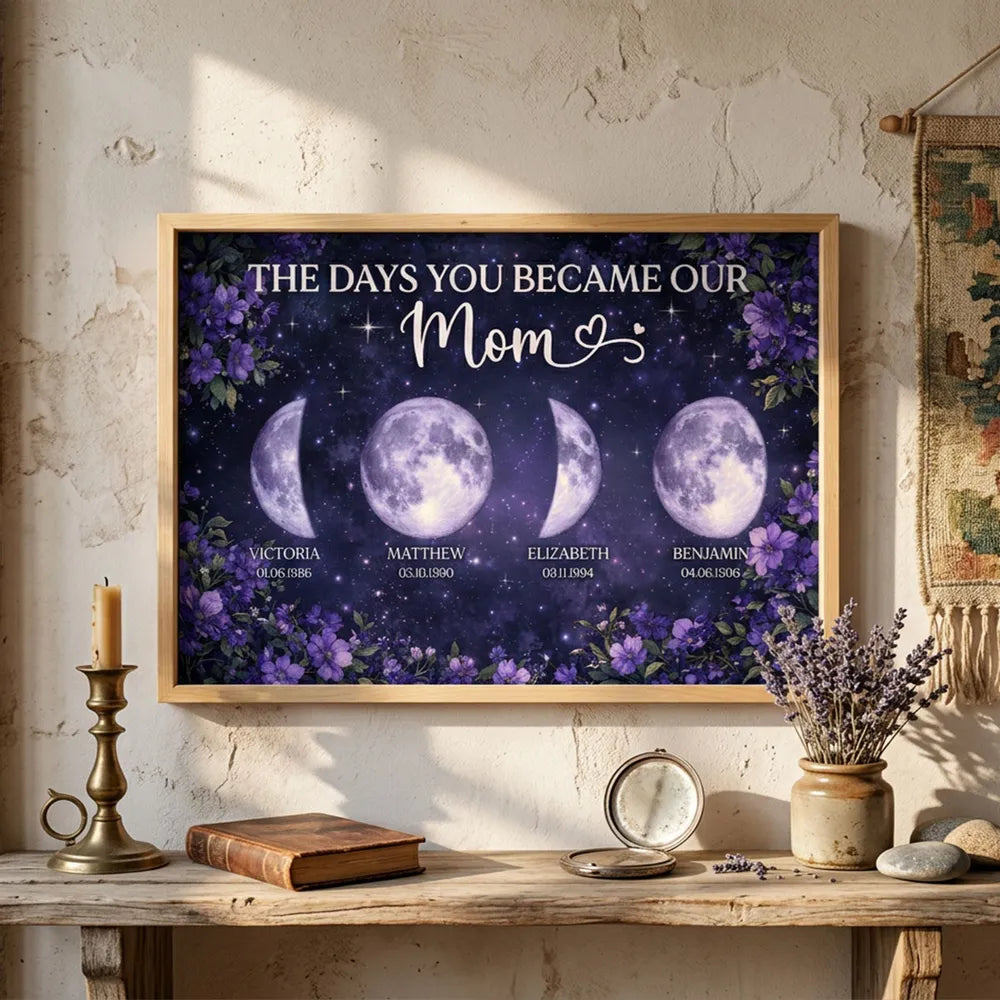 Personalized Moon Phase Family Print for Mom - Sentimental Gift Poster or Canvas MagicInPrints