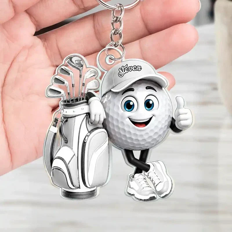 Personalized Acrylic Golf Ball Keychain Gift for Golfers