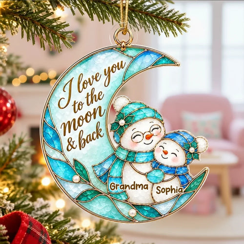 Personalized Acrylic Christmas Ornament for Grandma & Grandkids