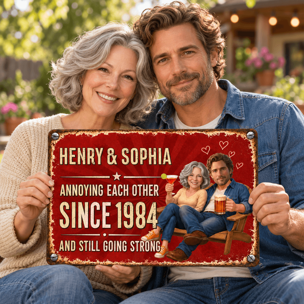 Personalized Retro Iron Sign Custom Names & Year Couple Gift
