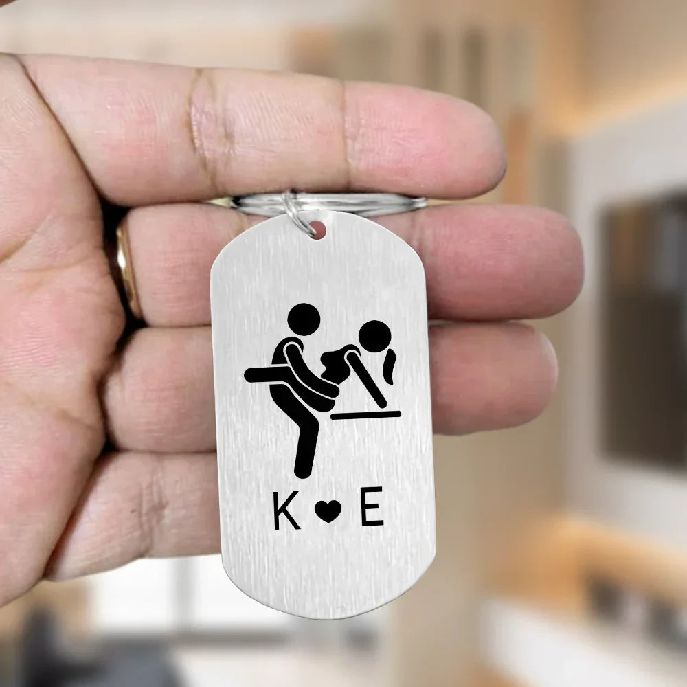 Personalized Metal Keychain Unique Romantic Gift for Couple