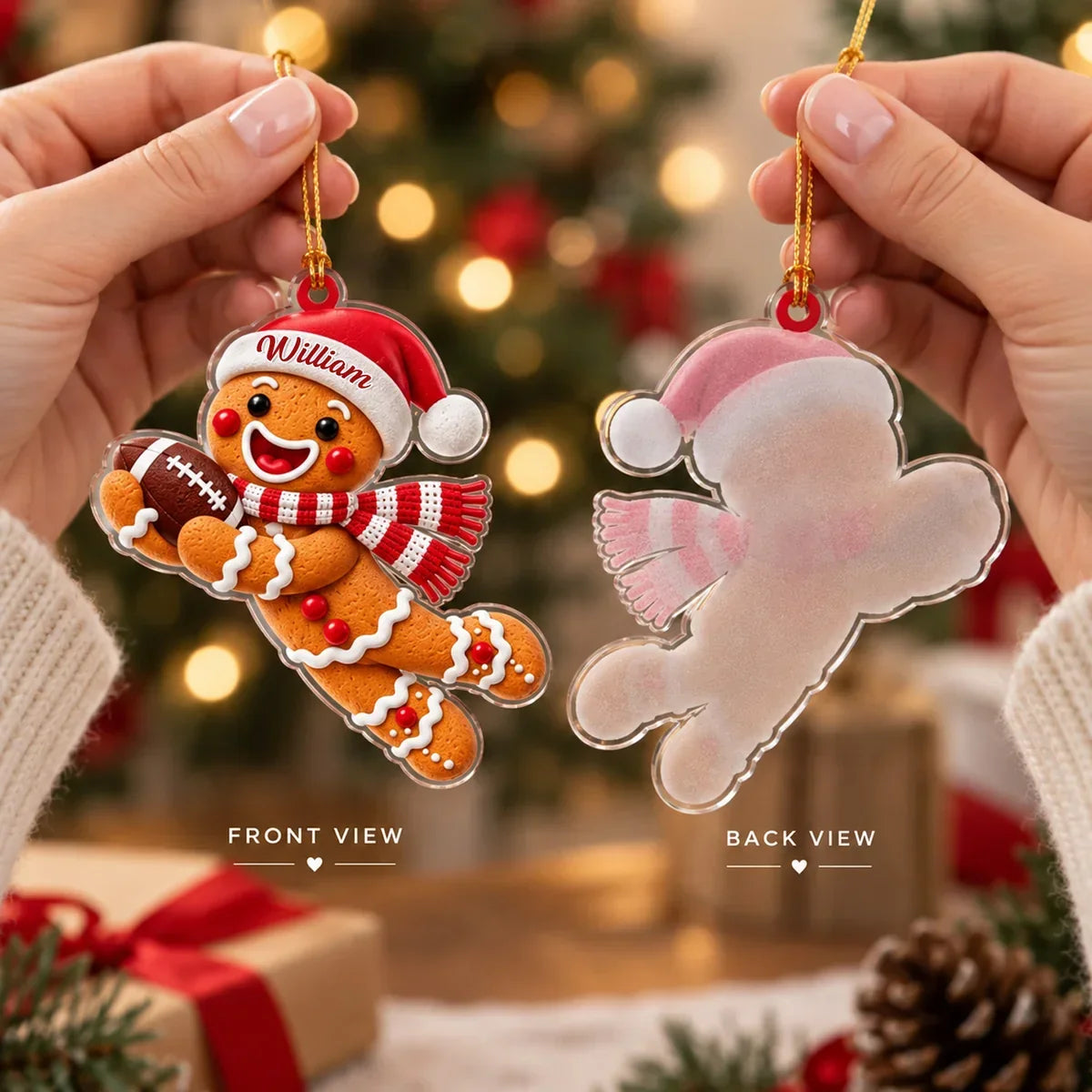Personalized Gingerbread Football Player Ornament Unique Christmas Gift for Sports Lovers