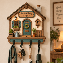 Load image into Gallery viewer, Personalized Wooden Key Holder Custom Name Cottage Decor Gift for Couples
