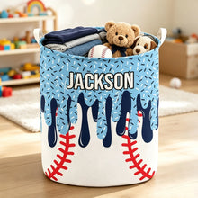 Load image into Gallery viewer, Personalized Round Baseball Storage Basket Unique Gift for Fans
