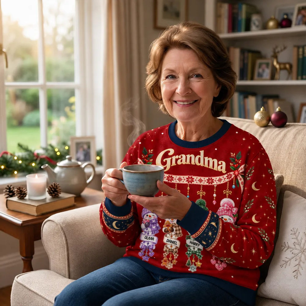Personalized Snowman Family Sweatshirt Unique Gift for Grandma Christmas