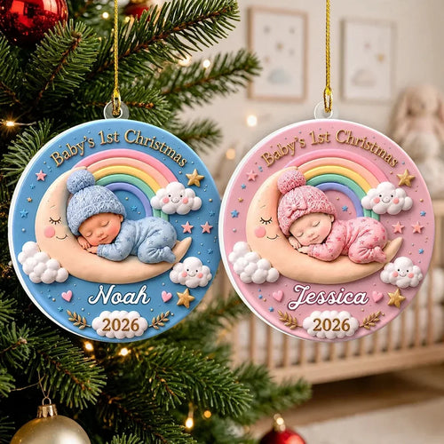 Personalized Baby's First Christmas Ornament Custom Name 2D Acrylic Gift for New Parents