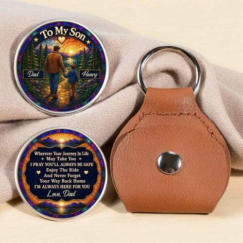 Personalized Pocket Hug Keychain for Son, Father & Son Gift