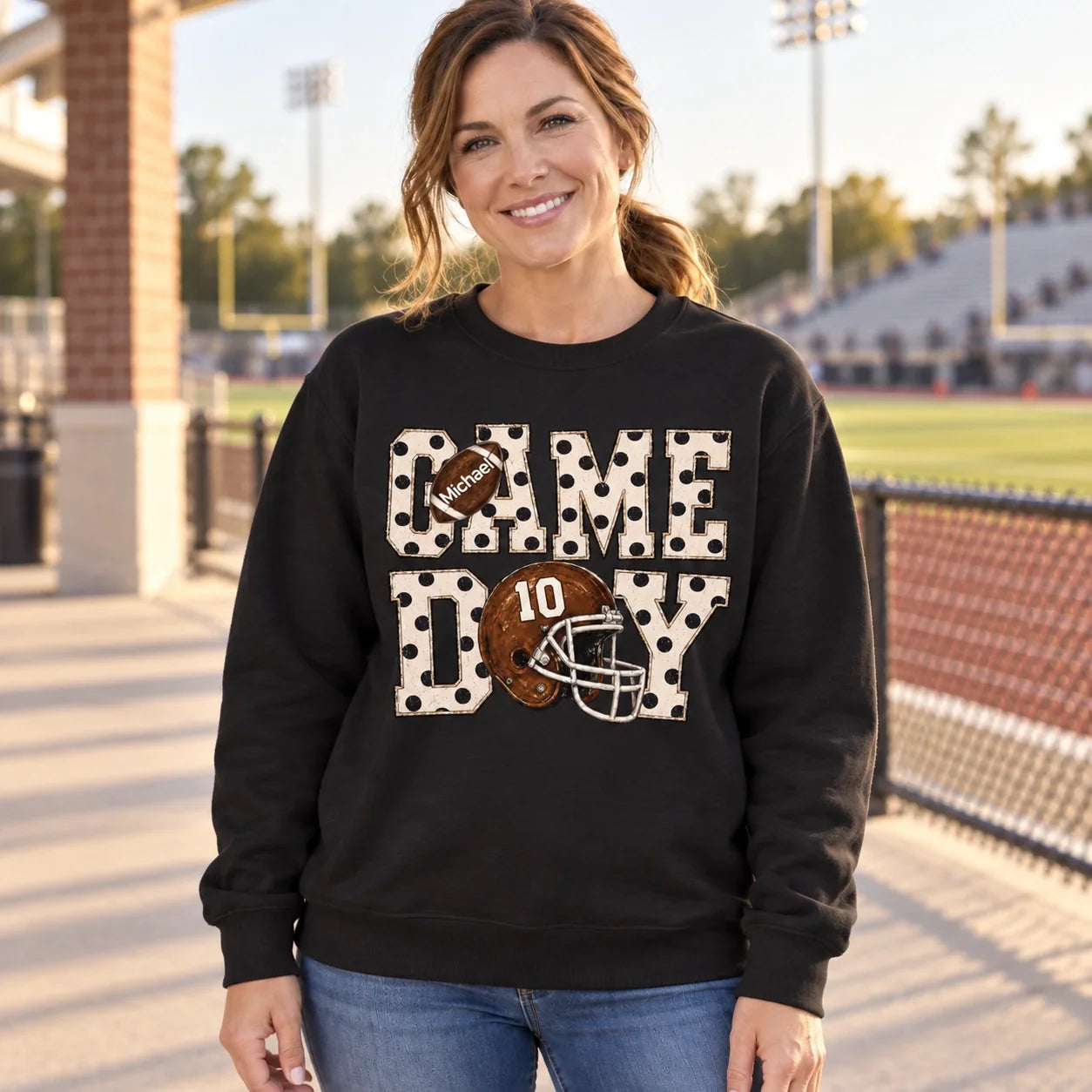 Personalized Game Day Sweatshirt Custom Name & Number Football Gift for Fan