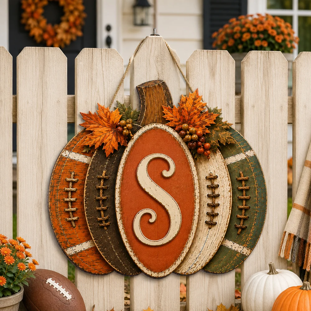 Personalized Autumn Pumpkin Wooden Sign Gift for Family