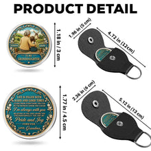 Load image into Gallery viewer, Personalized Pocket Hug Keychain for Granddaughter Teal Gold Gift
