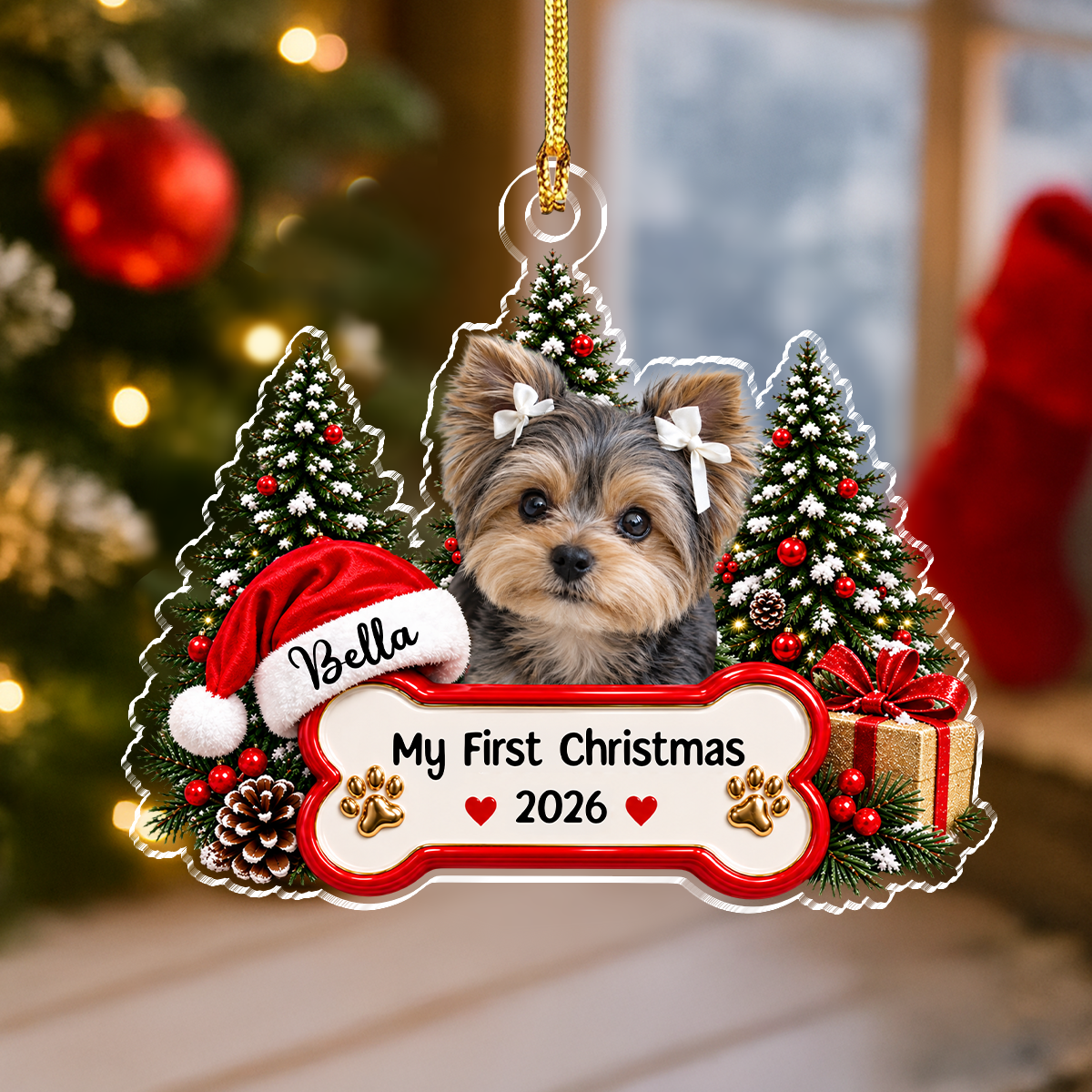 Personalized Pet Photo Acrylic Ornament My First Christmas Gift for Pet Parents