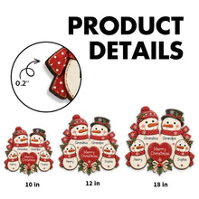 Load image into Gallery viewer, Personalized Christmas Wooden Sign for Grandma &amp; Grandpa Snowman Family Decor

