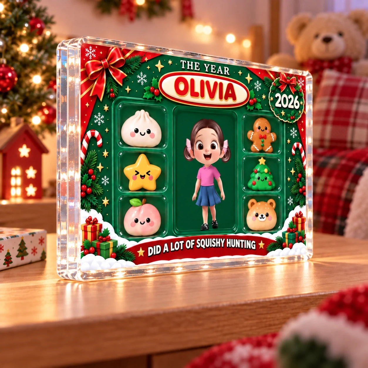 Personalized Squishy Hunter Christmas Acrylic Plaque Gift for Kids