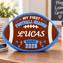 Load image into Gallery viewer, Personalized Football Shaped Pillow Custom Name Year Gift for Kids

