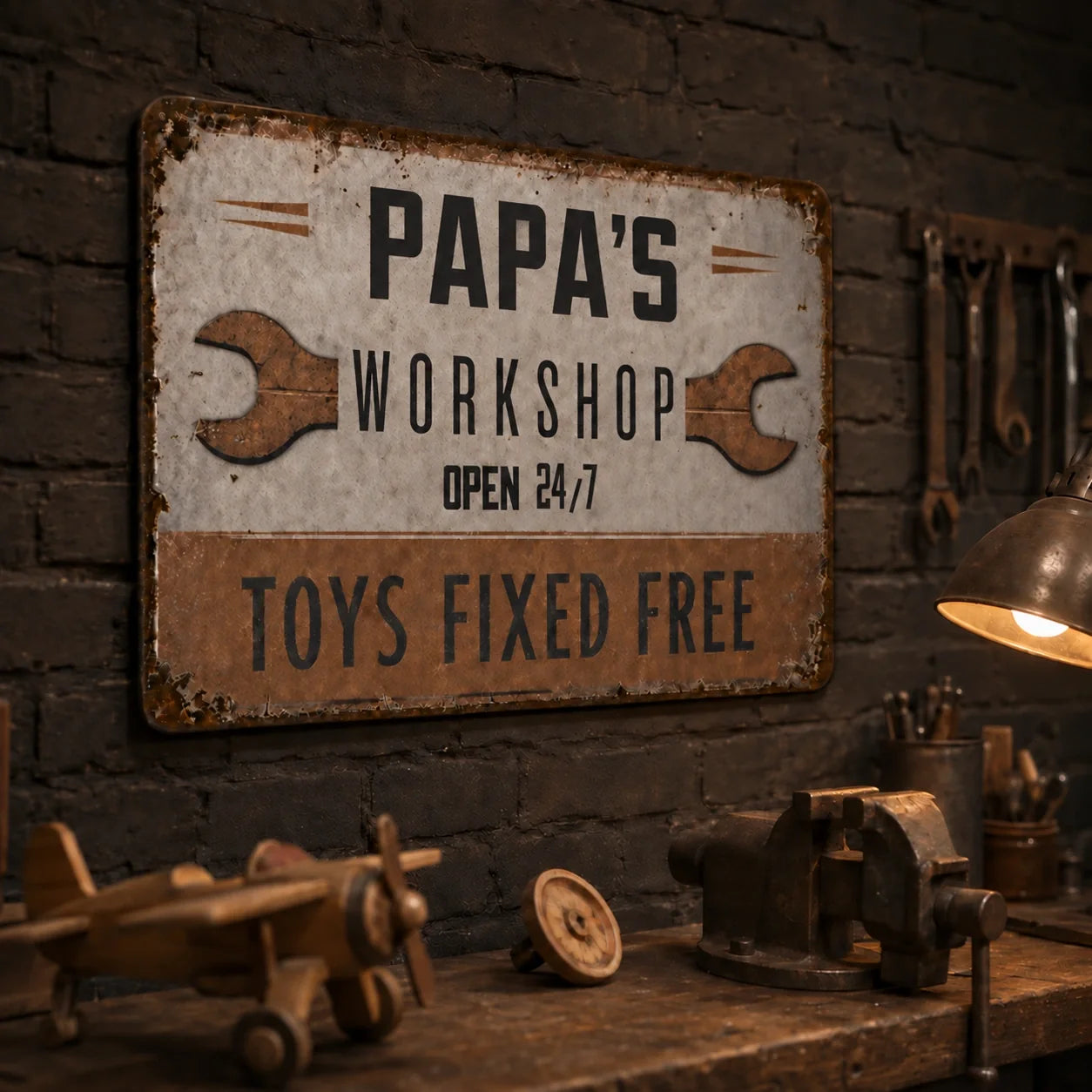 Personalized Iron Sign for Grandpa, Custom Workshop Decor, Unique Gift for Papa