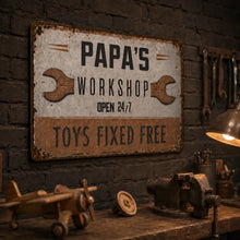Load image into Gallery viewer, Personalized Iron Sign for Grandpa, Custom Workshop Decor, Unique Gift for Papa

