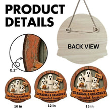 Load image into Gallery viewer, Personalized Wooden Halloween Sign with Ghosts &amp; Pumpkin Gift for Grandma and Grandpa
