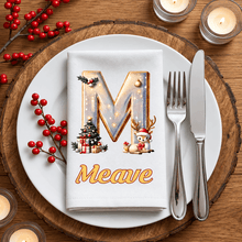 Load image into Gallery viewer, Personalized Reusable Cotton Napkins for Family Christmas Table
