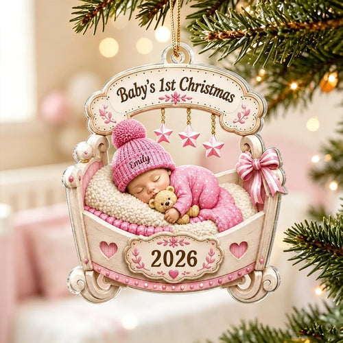 Personalized Baby's First Christmas Acrylic Ornament Gift for New Parents