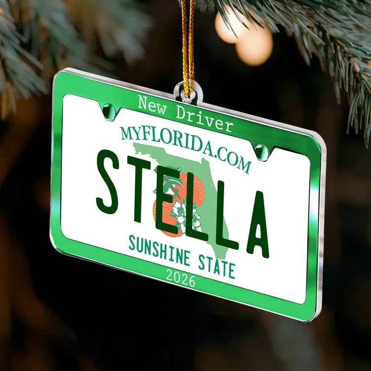 Personalized New Driver Acrylic Ornament Gift for Teen Car Plate