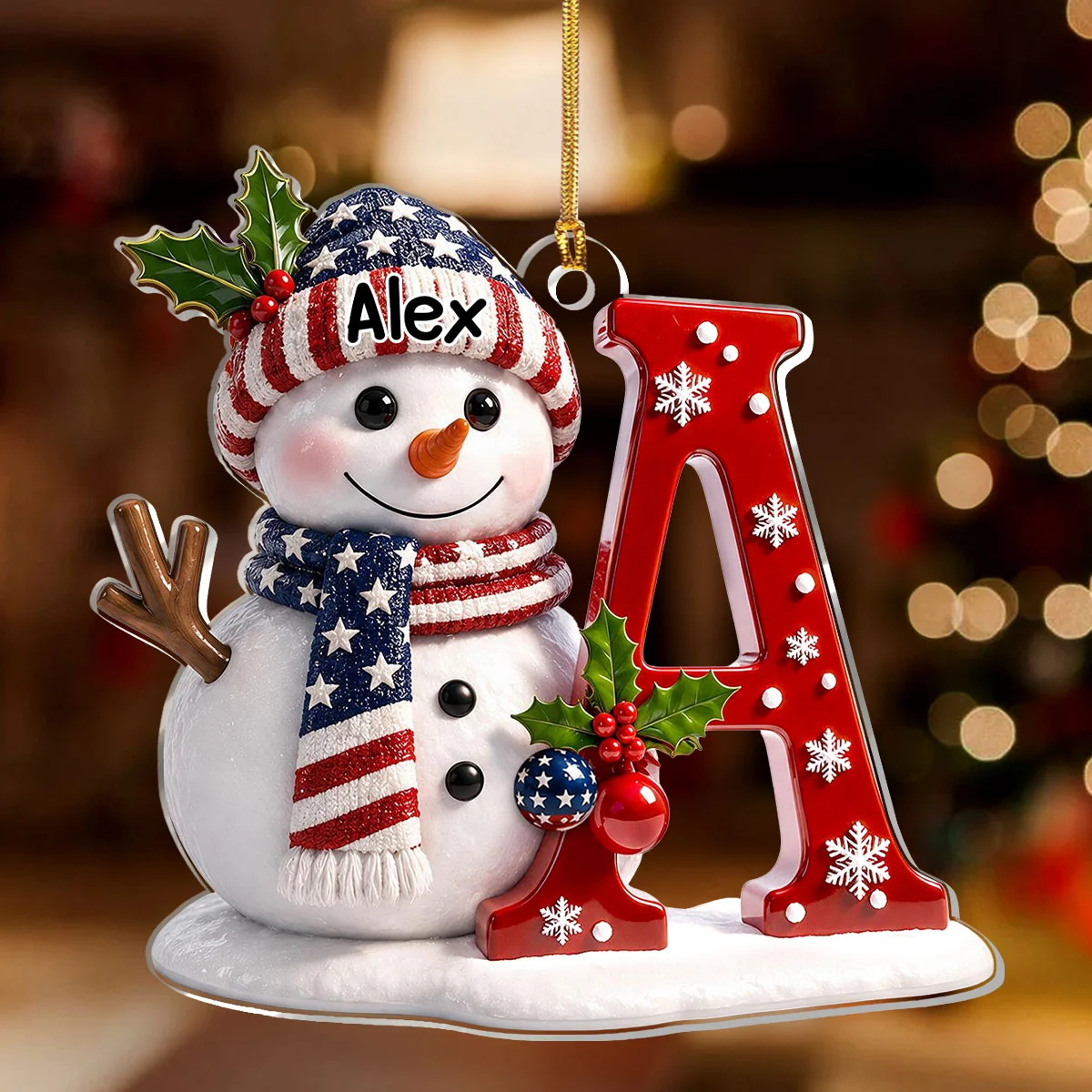 Personalized Snowman Acrylic Ornament Christmas Gift for Kids