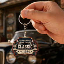 Load image into Gallery viewer, Personalized Vintage Car Keychain Custom Year Gift for Dad
