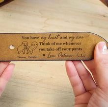 Load image into Gallery viewer, Personalized Leather Belt with Cartoon Couple Gift for Him
