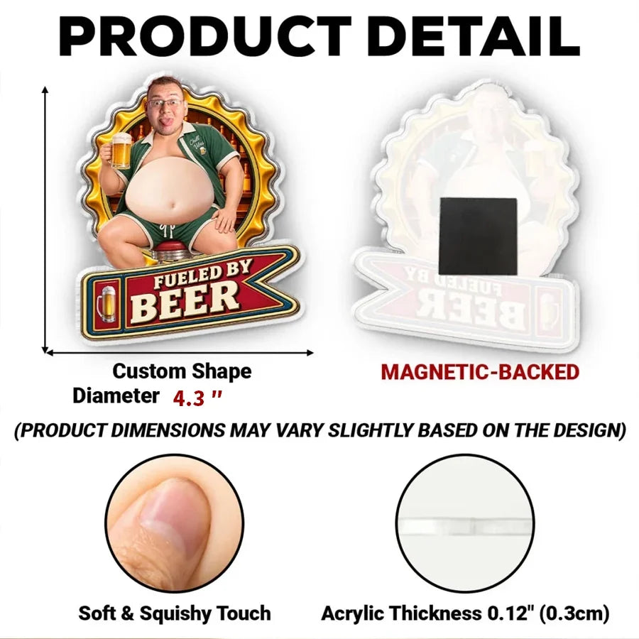 Personalized Silicone Belly Magnet Custom Beer Holder Gift for Dad