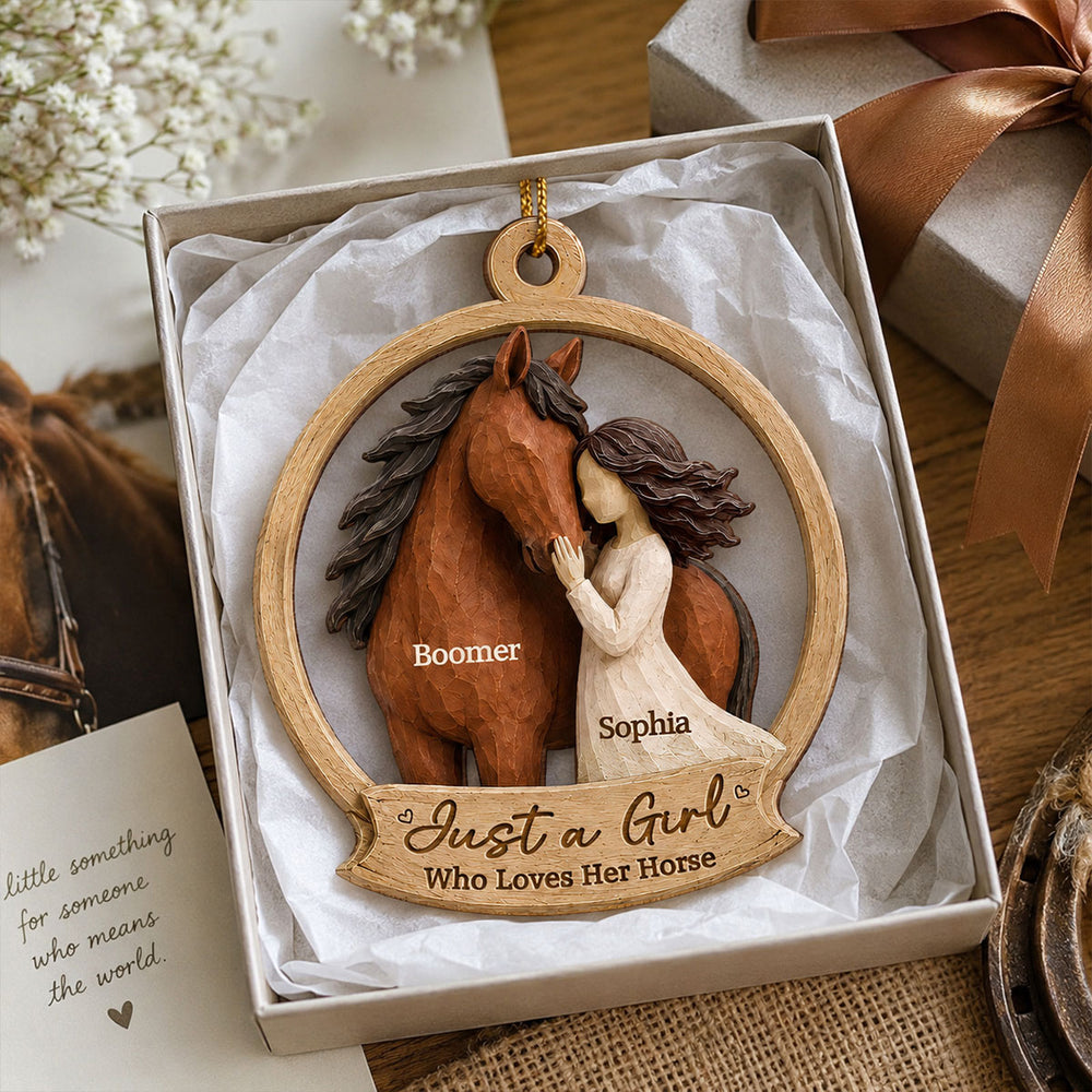 Personalized Wooden Horse Ornament Gift for Horse Lover