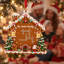 Load image into Gallery viewer, Personalized Family Word Puzzle Ornament Gingerbread House Gift
