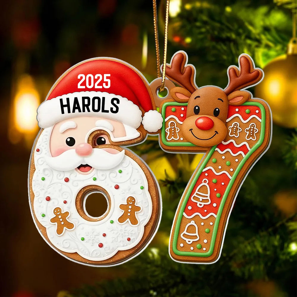 Personalized Christmas Ornament for Kids - Santa and Reindeer Design - Holiday Decoration 2025 Ornament MagicInPrints