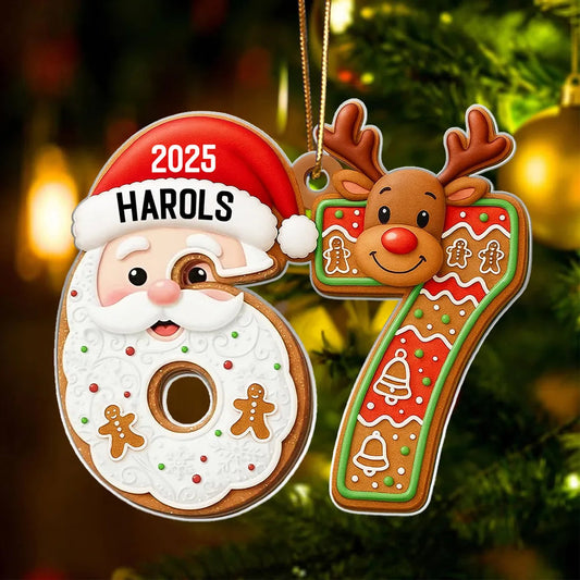 Personalized Christmas Ornament for Kids - Santa and Reindeer Design - Holiday Decoration 2025 Ornament MagicInPrints