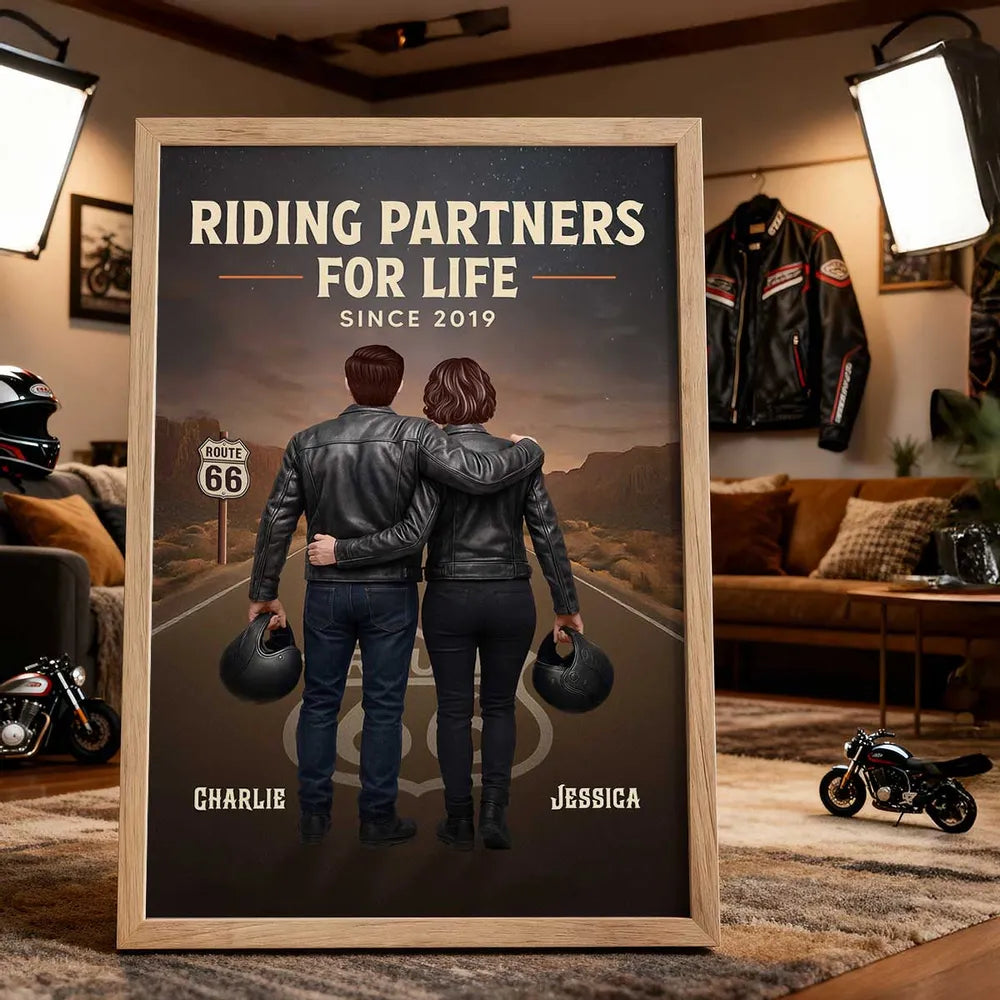 Personalized Couple Biker Poster for Motorcycle Enthusiasts - Anniversary Gift Poster or Canvas MagicInPrints