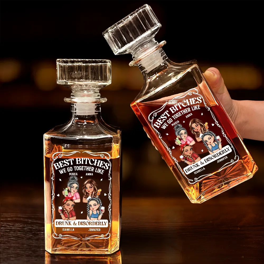 We Go Together Like Drunk And Disorderly – Personalized Square Whiskey Bottle – Gift for Best Friends Whiskey Bottle MagicInPrints