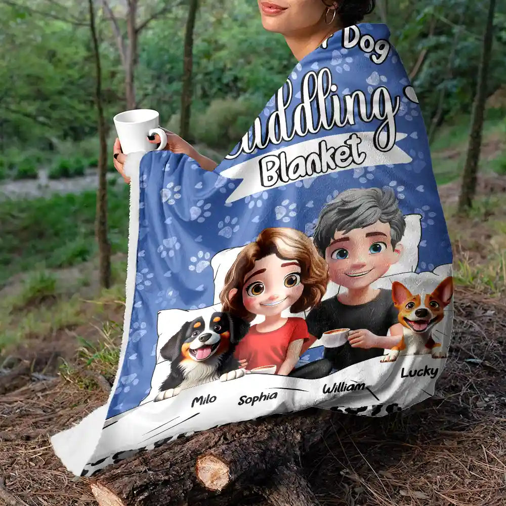 Personalized Dog Cuddling Blanket for Family with Names - Cozy Gift for Pet Lovers Blanket MagicInPrints