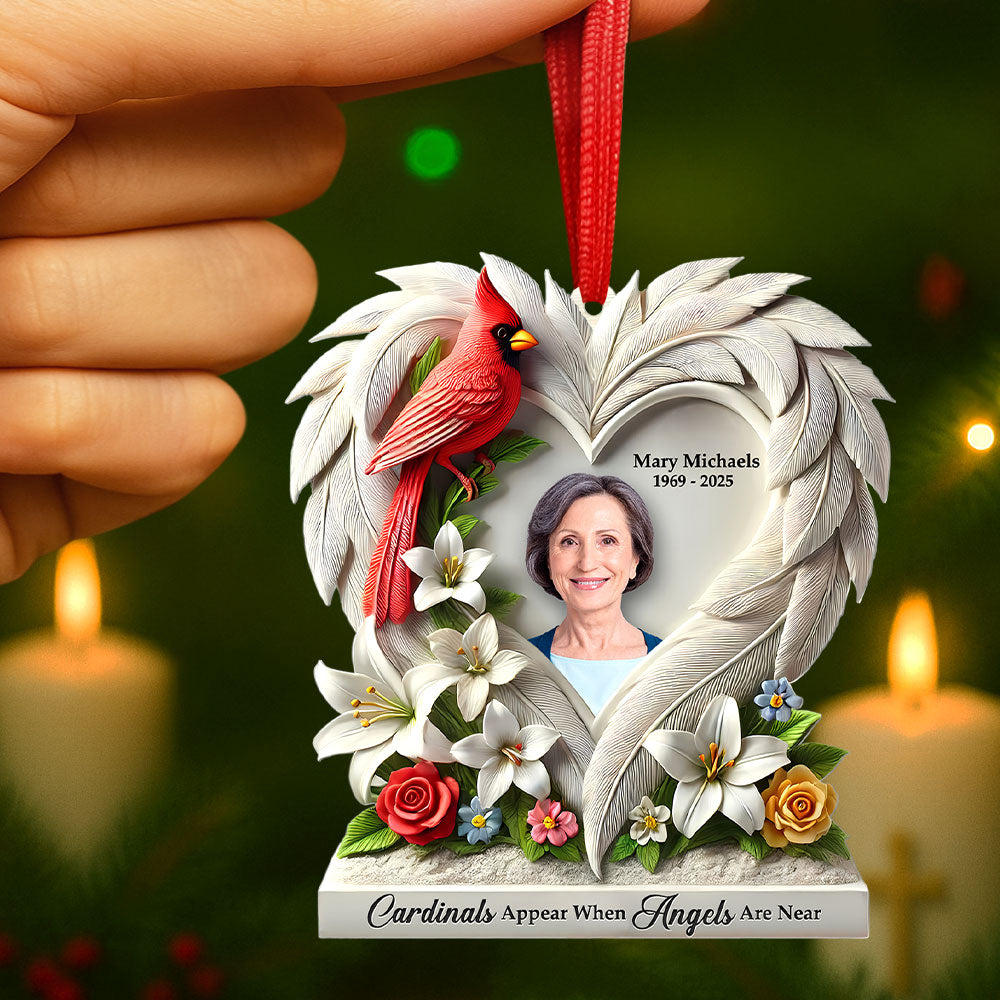 Cardinals Appear When Angels Are Near - Custom Photo Memorial Ornament Ornament PopCulturePrints