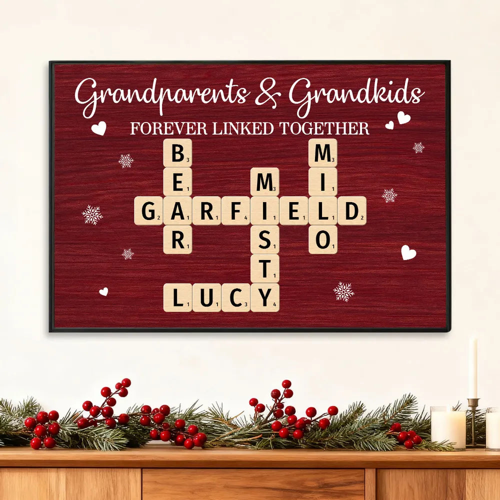 Personalized Grandparents & Grandkids Wall Art - Family Name Crossword Gift Poster or Canvas MagicInPrints