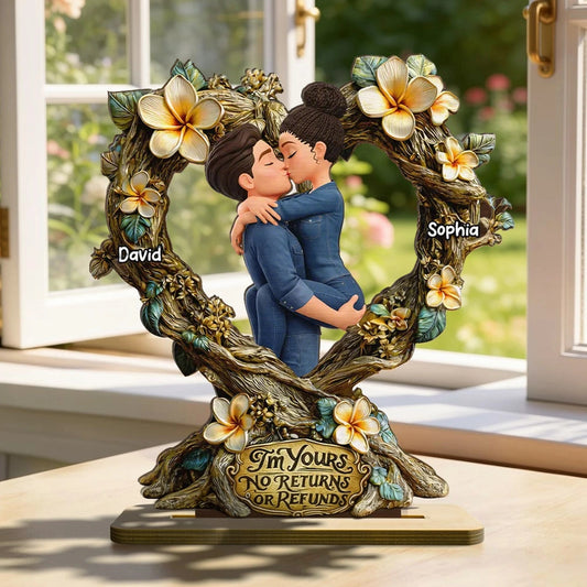 Personalized Couple Figurine Romantic Gift Heart-Shaped Sculpture - Anniversary Keepsake Plaque MagicInPrints