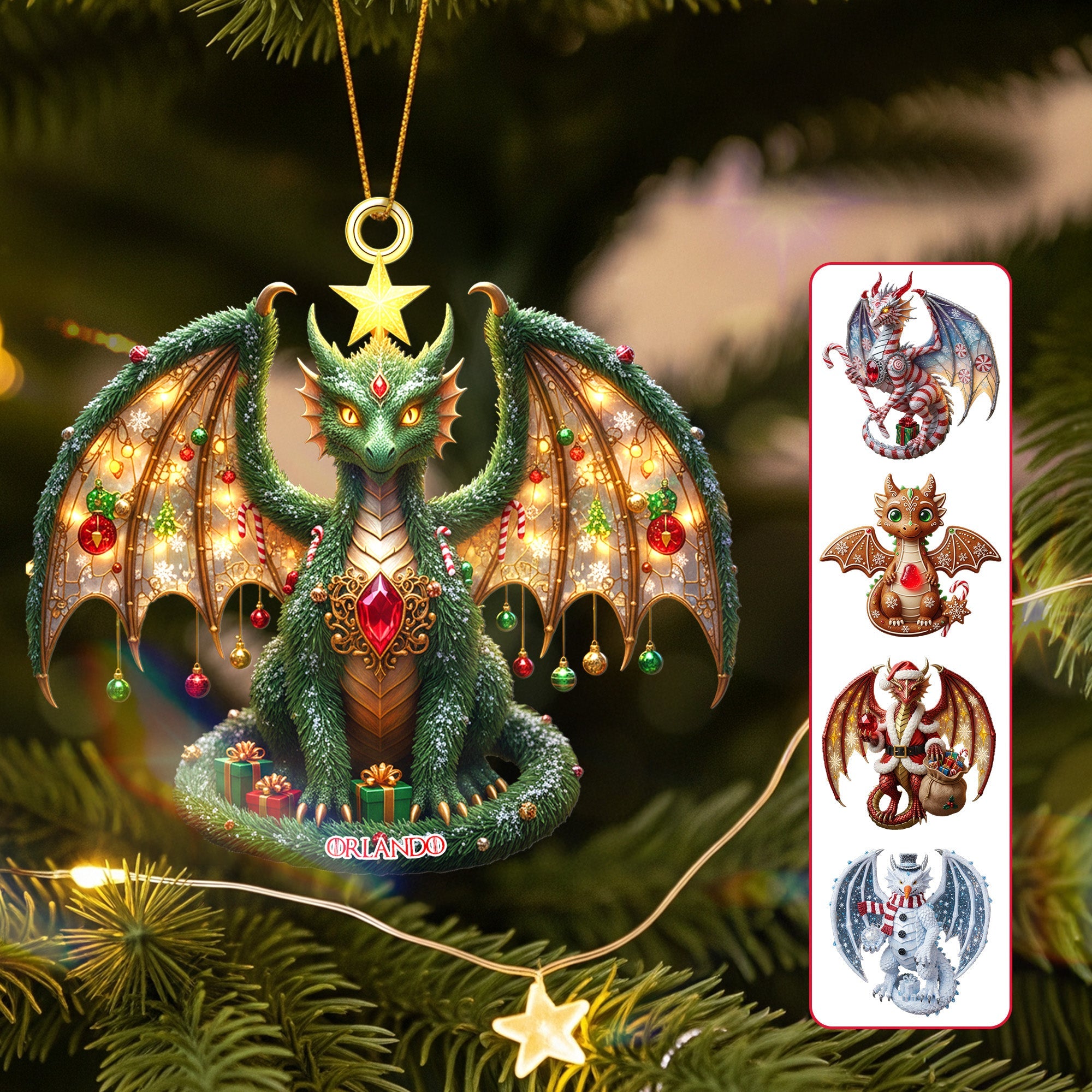 “Unleash Holiday Magic with a Personalized Dragon!” - Christmas Dragon Acrylic Ornament - Custom Gift for Everyone Ornament MagicInPrints