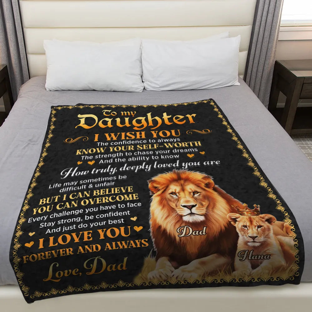 Personalized Lion Blanket for Daughter - Sentimental Gift from Dad Blanket MagicInPrints