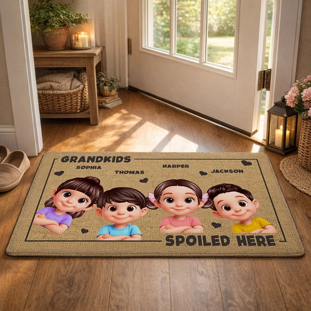 Personalized Grandkids Doormat for Grandparents - Cute Cartoon Design Doormat MagicInPrints