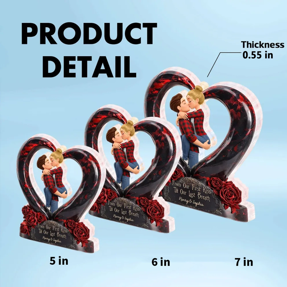 Custom Couple Heart Sculpture for Lovers with Romantic Message - Anniversary Gift Plaque MagicInPrints