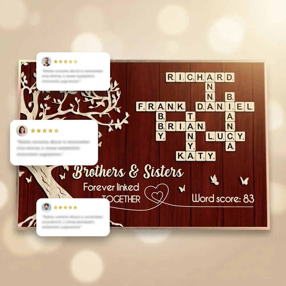 Personalized Wooden Wall Art for Family - Custom Name Crossword Design Poster or Canvas MagicInPrints
