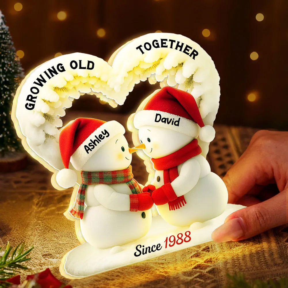 Personalized Snowman Couple LED Light for Couples - Romantic Christmas Gift Plaque MagicInPrints